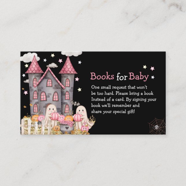 Cartão De Informações Chá de fraldas de Garota do Pastel Halloween (Frente)