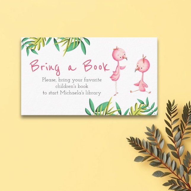 Cartão De Informações Chá de fraldas de Gêmeos Tropicais Flamingo Traga  (Criador carregado)