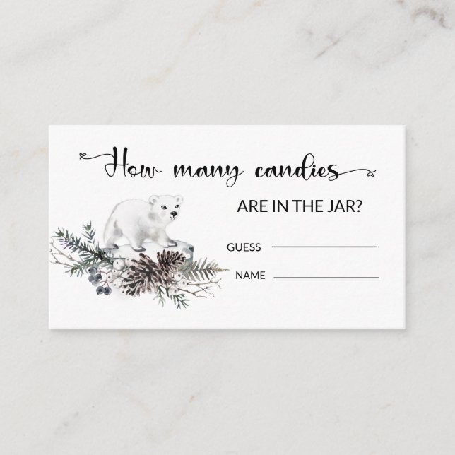 Cartão De Informações Chá de fraldas De Inverno Adivinha Quantas Candies (Frente)