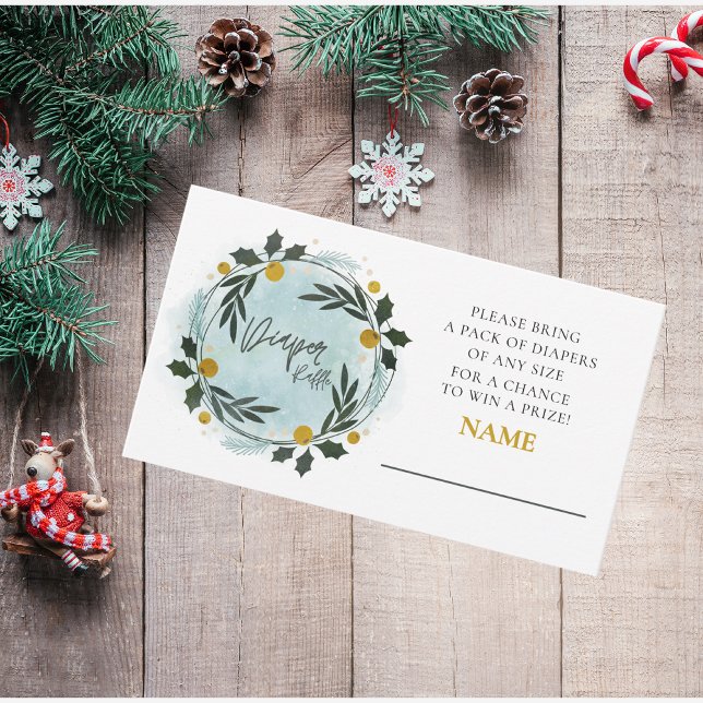 Cartão De Informações Chá de fraldas de inverno Raffle (Criador carregado)