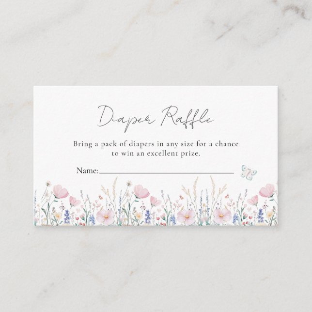 Cartão De Informações Chá de fraldas de leite de flor selvagem encantada (Frente)