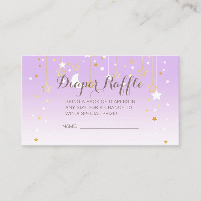 Cartão De Informações Chá de fraldas de Lua das Estrelas Roxas (Frente)