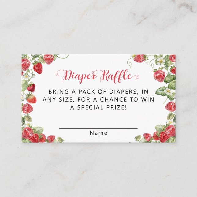Cartão De Informações Chá de fraldas de morango Berry Sweet (Frente)