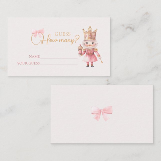 Cartão De Informações Chá de fraldas De Natal Nutcracker Adivinha Quanto (Frente/Verso)