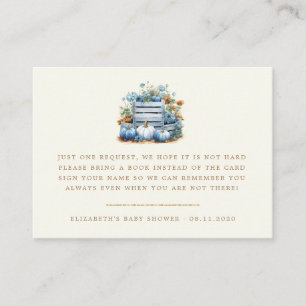 Cartão De Informações Chá de fraldas De Outono Azul E Dourado