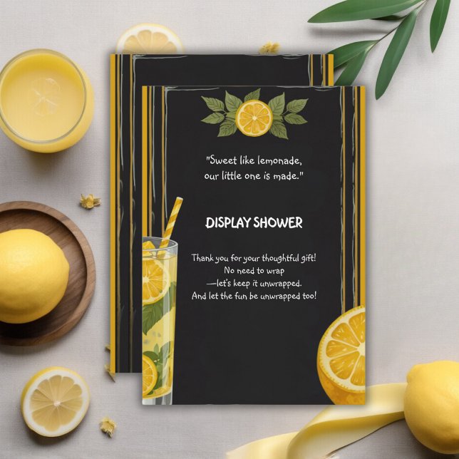 Cartão De Informações Chá de fraldas De Pão De Chalkboard Com Limonada D (Criador carregado)