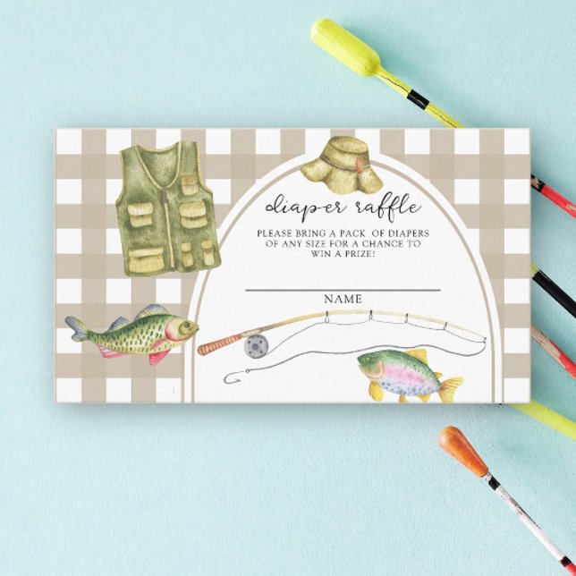 Cartão De Informações chá de fraldas de pesca - bilhete de fralda (Criador carregado)