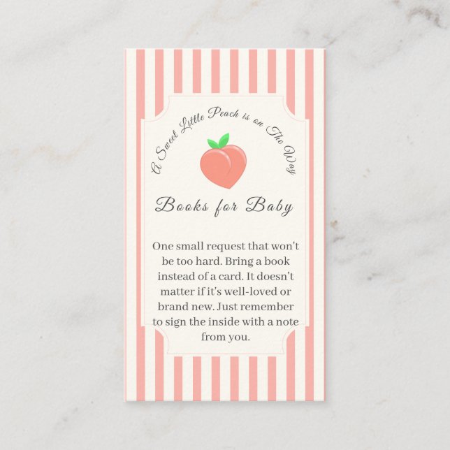 Cartão De Informações Chá de fraldas de Pêssego Moderno e Doce (Frente)
