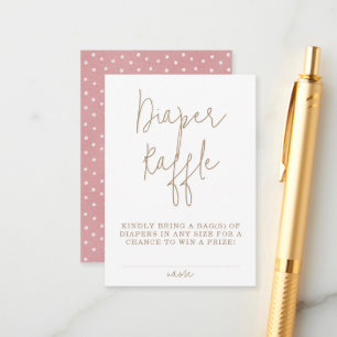 Cartão De Informações Chá de fraldas de Raffle com Fralda de urso mínimo