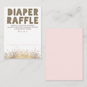 Cartão De Informações Chá de fraldas de Raffle com Fralda Moderna com Gl