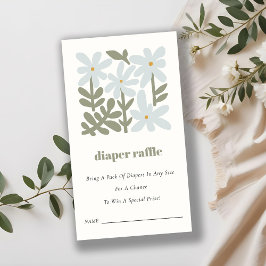 Cartão De Informações Chá de fraldas De Raffle Da Fralda Floral Azul-Dus