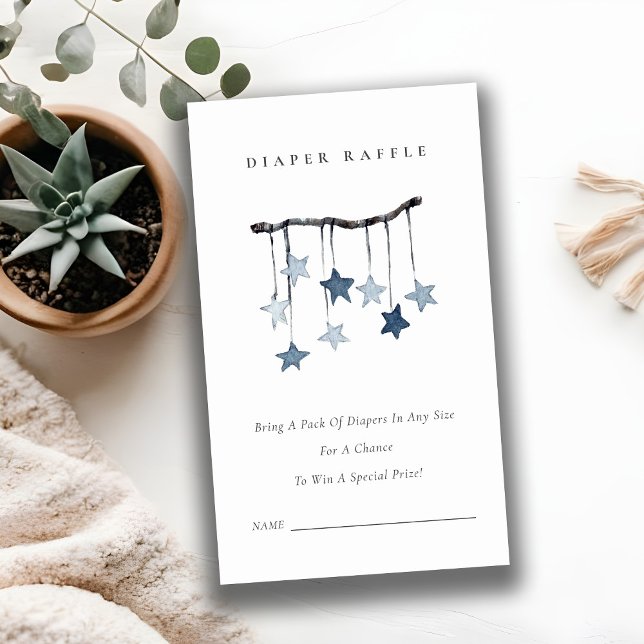 Cartão De Informações Chá de fraldas de Raffle da Fralda Móvel Estrela A (Criador carregado)