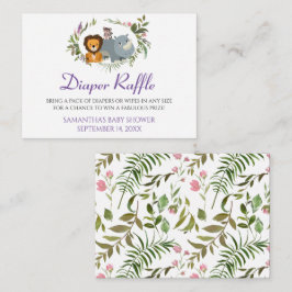 Cartão De Informações Chá de fraldas de Raffle da Fralda Safari Selva