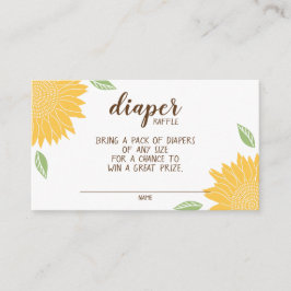 Cartão De Informações Chá de fraldas de Raffle Fralda de girassol