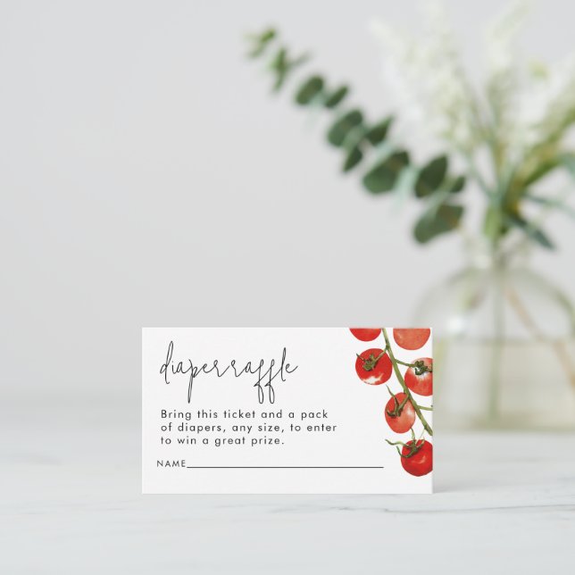 Cartão De Informações Chá de fraldas de Raffle, Fralda italiana, de aqua (Em pé/Frente)