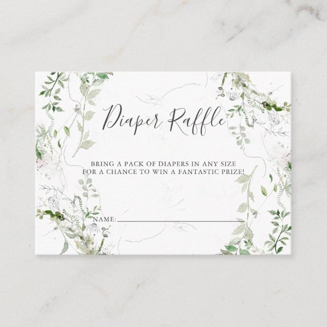 Cartão De Informações Chá de fraldas de Raffle Fralda verde (Frente)