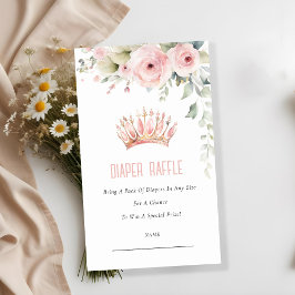 Cartão De Informações Chá de fraldas de Raffle, Princesa Rosa, Fralda
