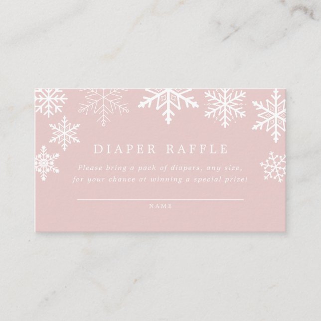 Cartão De Informações Chá de fraldas de Rapariga do Floco de Neve da Won (Frente)