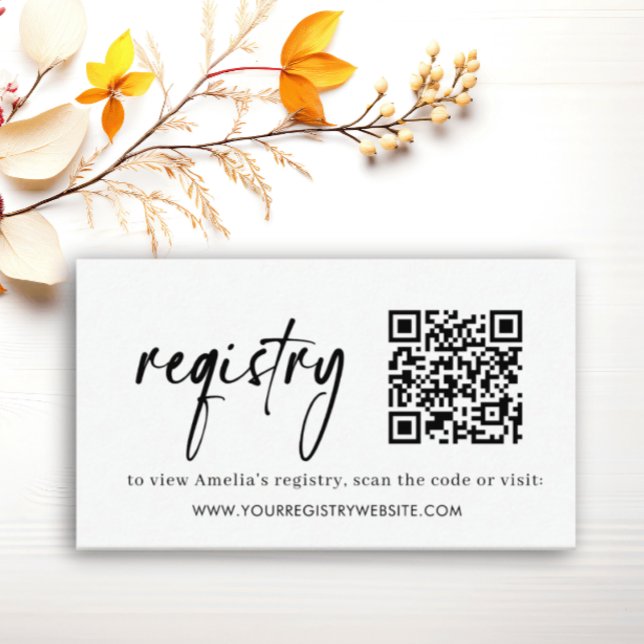 Cartão De Informações Chá de fraldas de Registro Elegante Moderno Mínimo (Criador carregado)