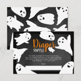 Cartão De Informações Chá de fraldas de rifa fralda preta fantasma do Ha
