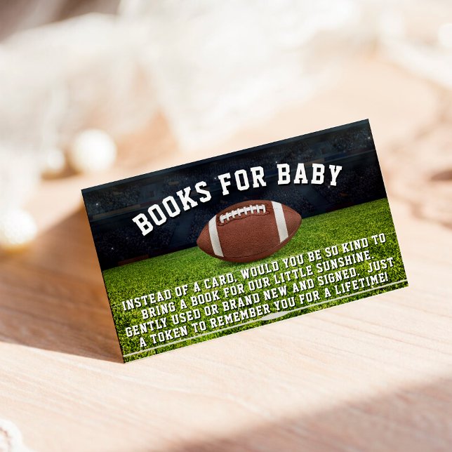 Cartão De Informações Chá de fraldas de Solicitação de Futebol Americano (American Football Field Book Request Baby Shower Enclosure Card)