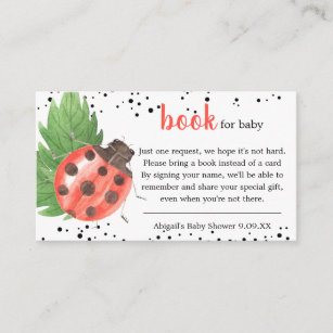 Cartão De Informações Chá de fraldas de Solicitação de Livro Ladybug de 