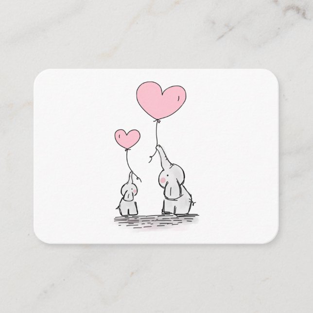 Cartão De Informações Chá de fraldas de Solicitação de Livro Rosa, Elefa (Frente)