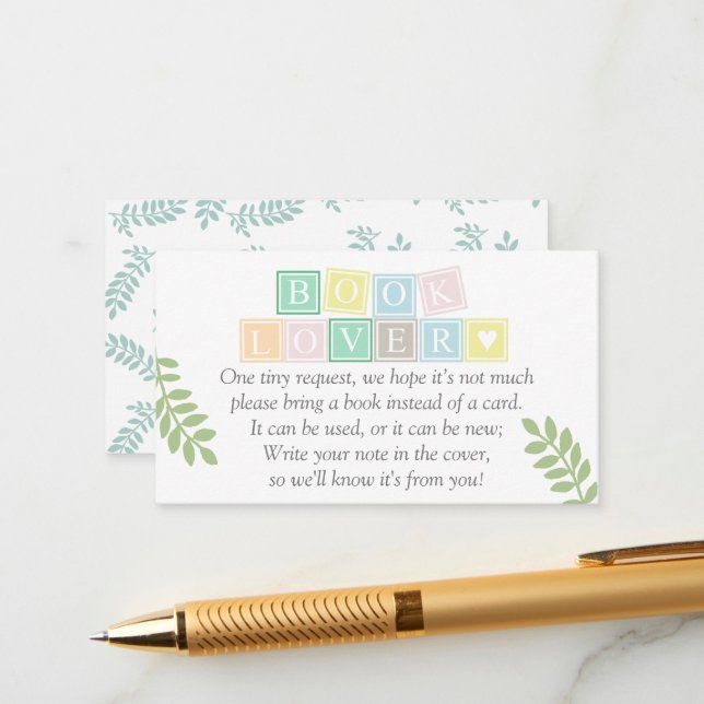 Cartão De Informações Chá de fraldas de Solicitação de Livro Whimsical N (Frente/Verso In Situ)