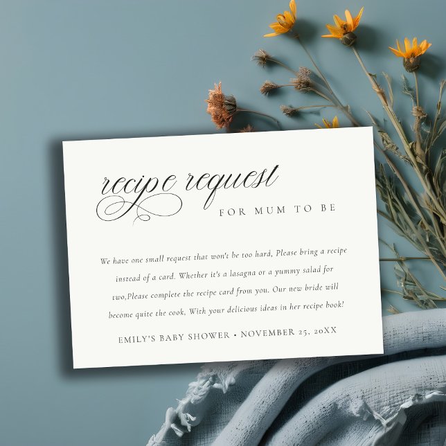 Cartão De Informações Chá de fraldas de Solicitação de Receita Branca Pr (Criador carregado)