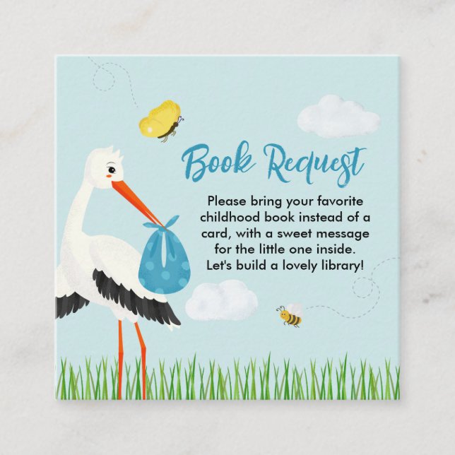 Cartão De Informações Chá de fraldas de Tempestade Azul, Russo, Cute (Frente)