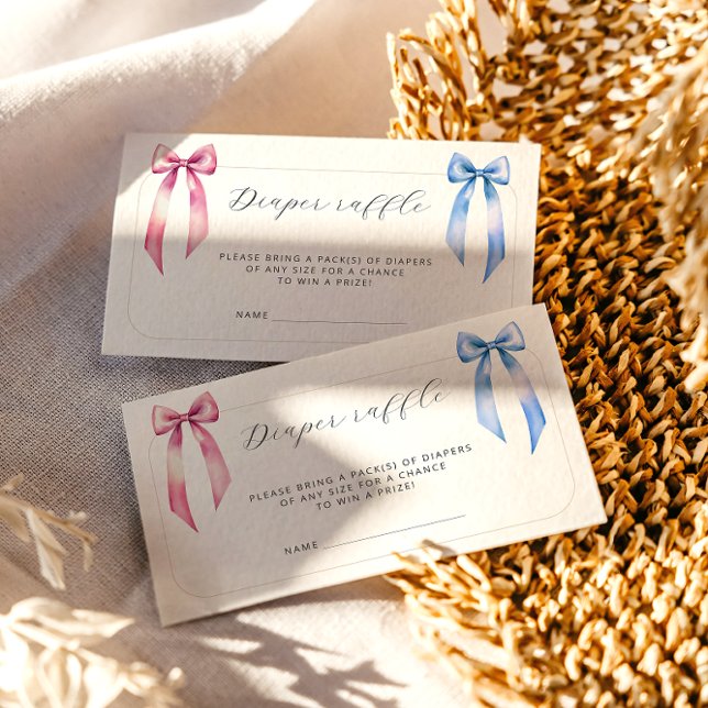 Cartão De Informações Chá de fraldas de Tíquete de Fralda azul rosa Arco (Criador carregado)