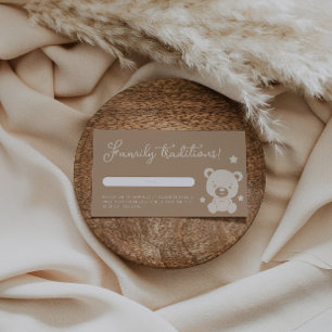 Cartão De Informações Chá de fraldas de Tradição da Família de Ursos Ted