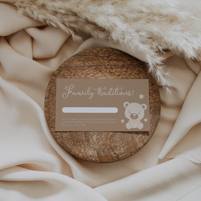 Cartão De Informações Chá de fraldas de Tradição da Família de Ursos Ted (Criador carregado)