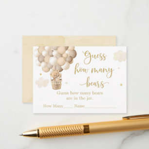 Cartão De Informações Chá de fraldas do Balão do Urso Dourado Adivinha Q