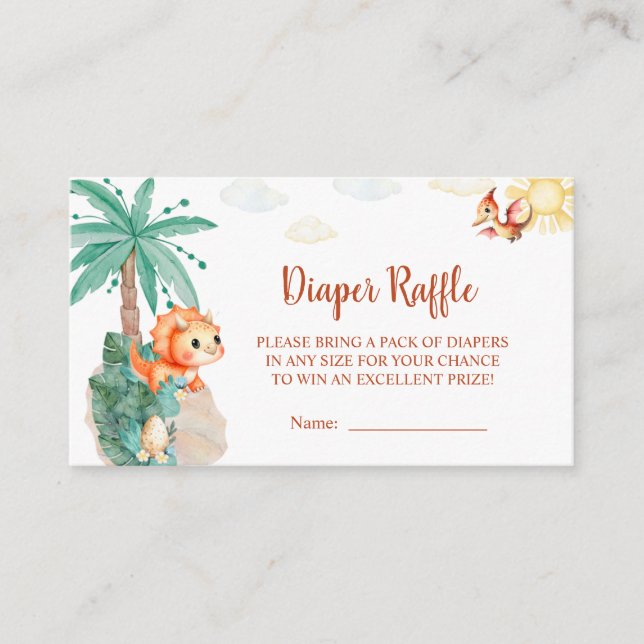 Cartão De Informações Chá de fraldas do Dinossauro Cinto-d'Água (Frente)