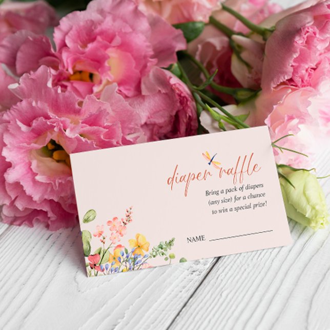 Cartão De Informações Chá de fraldas do Dragonfly-FRALDA do Boho Flower  (Criador carregado)