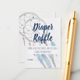 Cartão De Informações Chá de fraldas do Dreamcatcher bonito Blue Boho