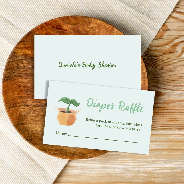 Cartão De Informações Chá de fraldas do Jardim de Raffle, Fralda de brot (Little Sprout Diaper Raffle Garden Baby Shower Enclosure Card)