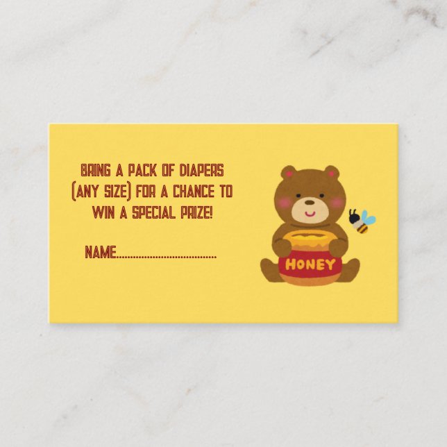 Cartão De Informações Chá de fraldas do Tema do Urso Bonito (Frente)