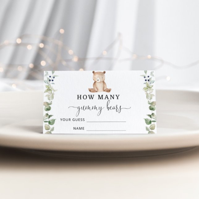 Cartão De Informações Chá de fraldas do urso adivinha quantos ursos bril (Criador carregado)