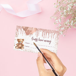 Cartão De Informações Chá de fraldas do urso de pelúcia adivinha quantas