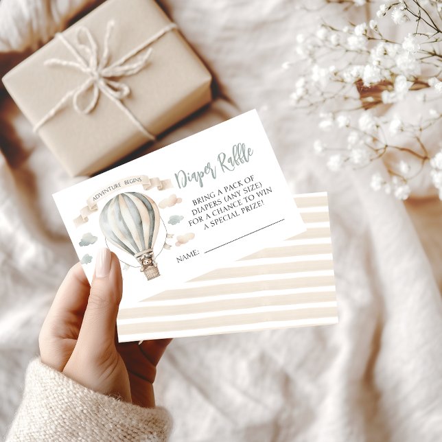 Cartão De Informações Chá de fraldas do Urso do Balão de Ar Raffle (Criador carregado)