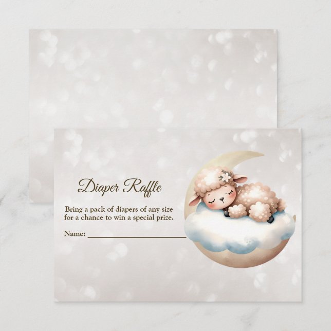 Cartão De Informações Chá de fraldas Dormindo Fralda Animal Raffle (Frente/Verso)