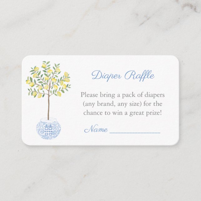 Cartão De Informações Chá de fraldas Elegante de Chinoiserie Fralda Raff (Frente)