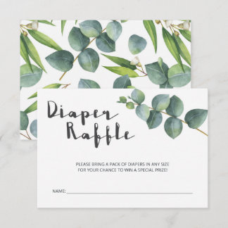 Cartão De Informações Chá de fraldas Eucalyptus moderna Raffle