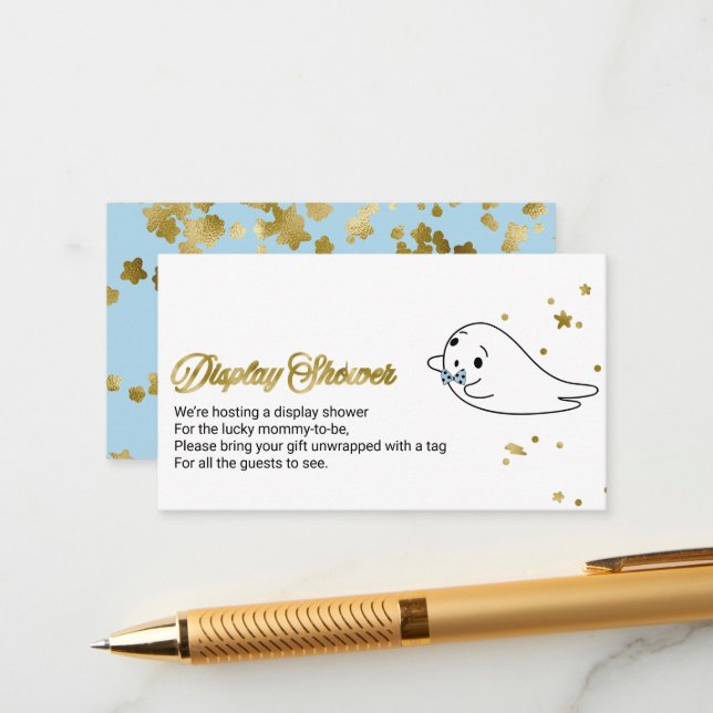 Cartão De Informações Chá de fraldas Fantasma Ghost Halloween Chá E (Frente/Verso In Situ)