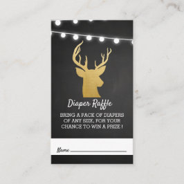 Cartão De Informações Chá de fraldas | Faux Gold Foil Antler Fralda Raff