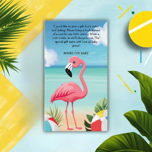 Cartão De Informações Chá de fraldas Flamingo, Rosa, Summer Beach