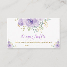 Cartão De Informações Chá de fraldas Floral Lilás Purple Boho Feminina