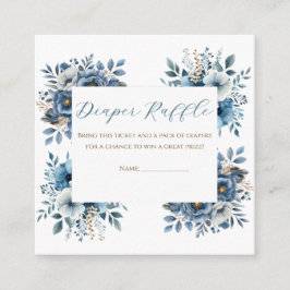 Cartão De Informações Chá de fraldas Floral Moderno Azul